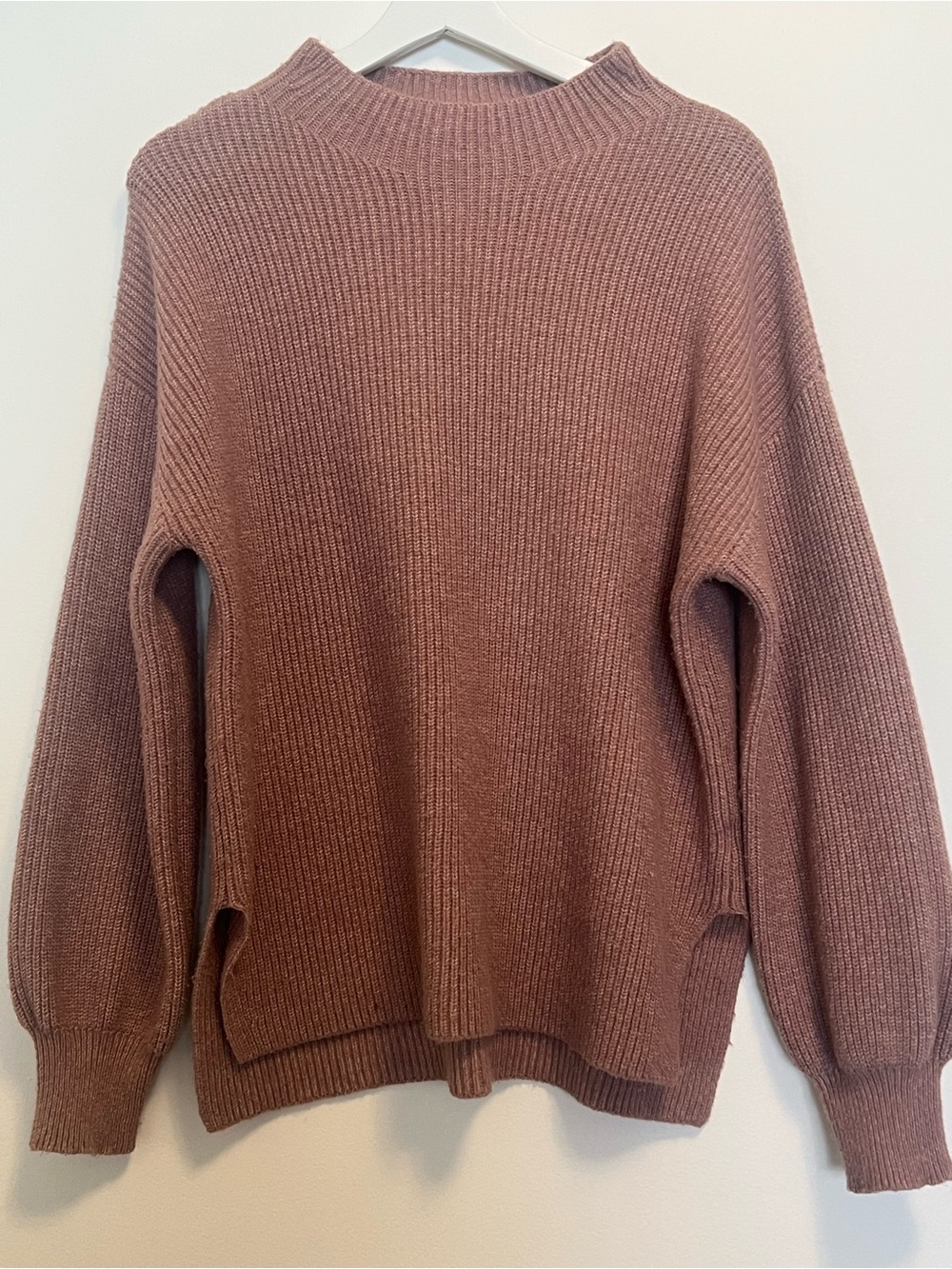 GAP Ribbed Mock Turtleneck Sweater in Dusty Rose | Oversized | Cozy | Comfy